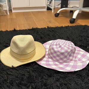 NWT 2 Janie and Jack Classic Straw Hat bundle - 6 to 8 girls